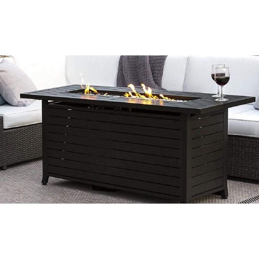 AZ Patio 22" Black Mocha Rectangle Fire Pit with Wind Screen