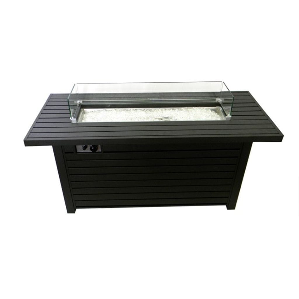 AZ Patio 22" Black Mocha Rectangle Fire Pit with Wind Screen