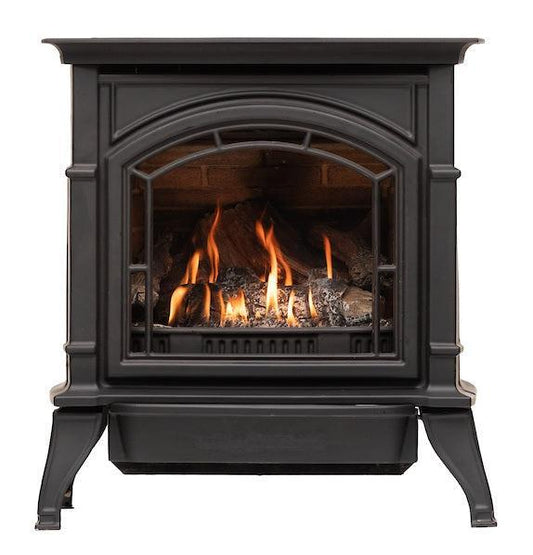Breckwell BH23 26" Black Finish Freestanding Proflame 2, Direct Vent Cast Iron Stove With Logs