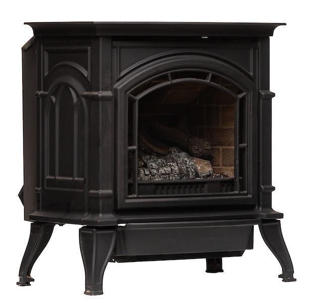 Breckwell BH32VF 26" Black Finish Freestanding Millivolt Control, Natural Gas Vent Free Cast Iron Stove With Logs