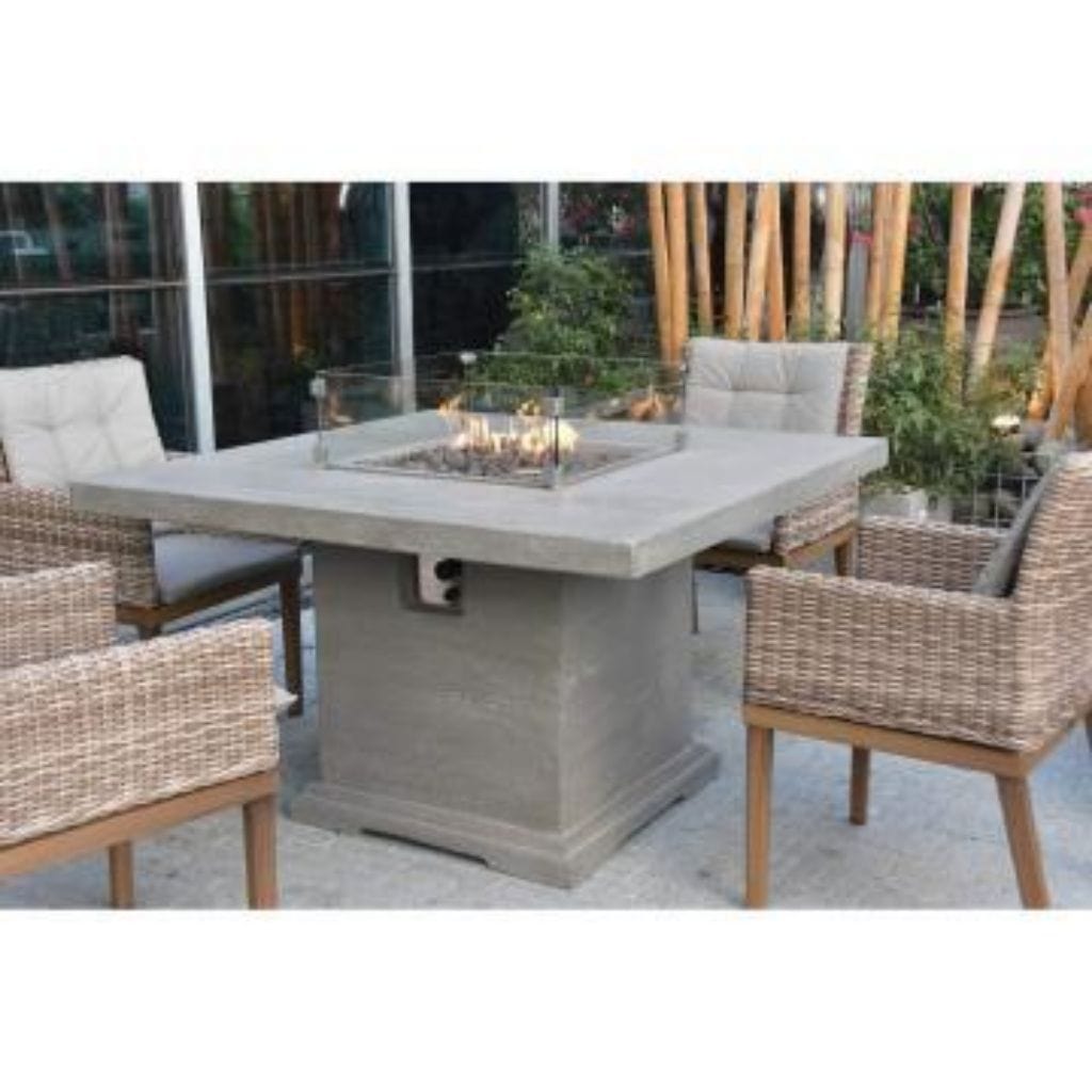 Elementi Birmingham 48" Square Light Gray Concrete Dining Propane Fire Table