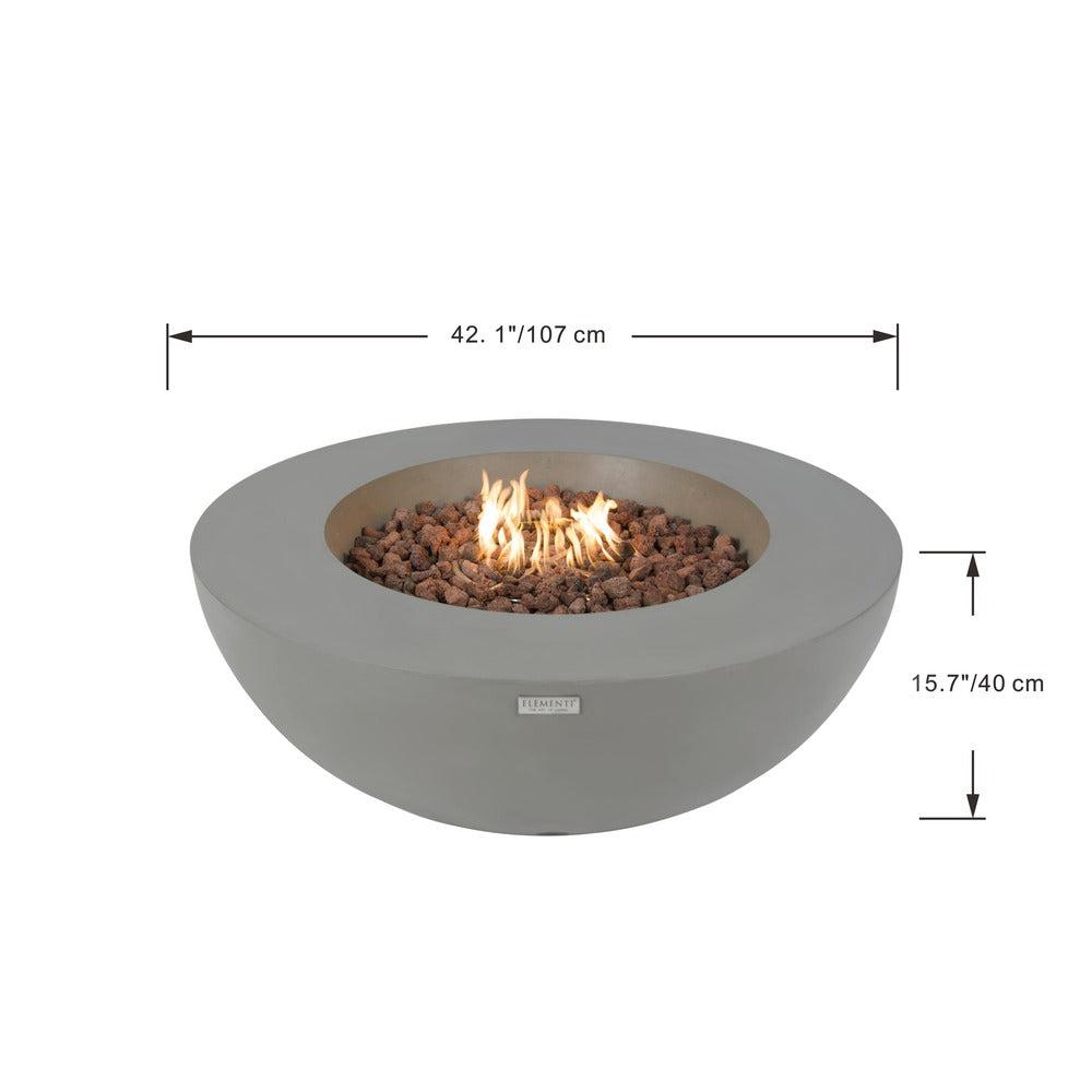 Elementi Lunar Bowl 42" Round Light Gray Concrete Liquid Propane Fire Table