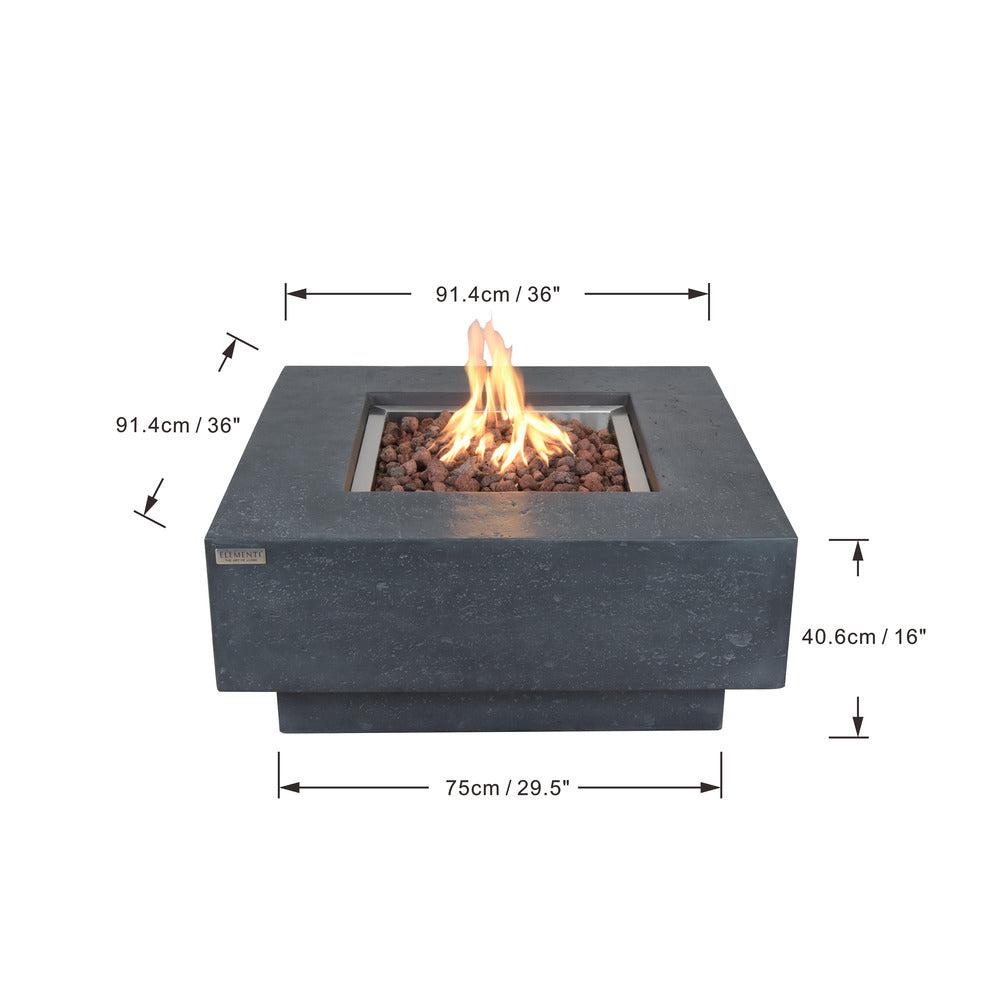 Elementi Manhattan 36" Square Dark Gray Concrete Natural Gas Fire Table