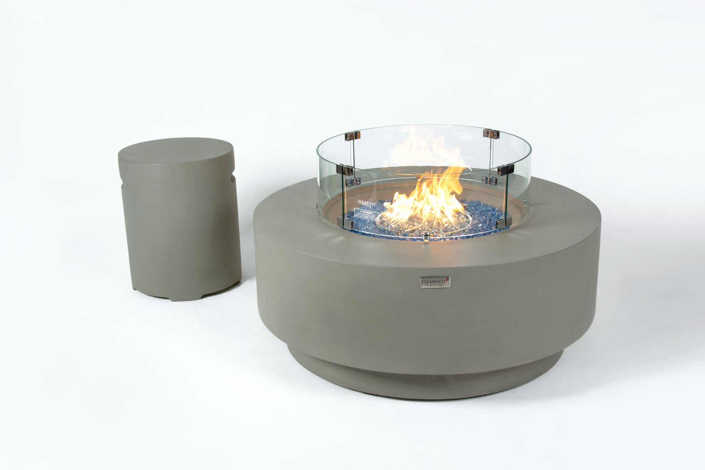 Elementi Plus Colosseo 41" Round Light Grey Concrete Liquid Propane Fire Table