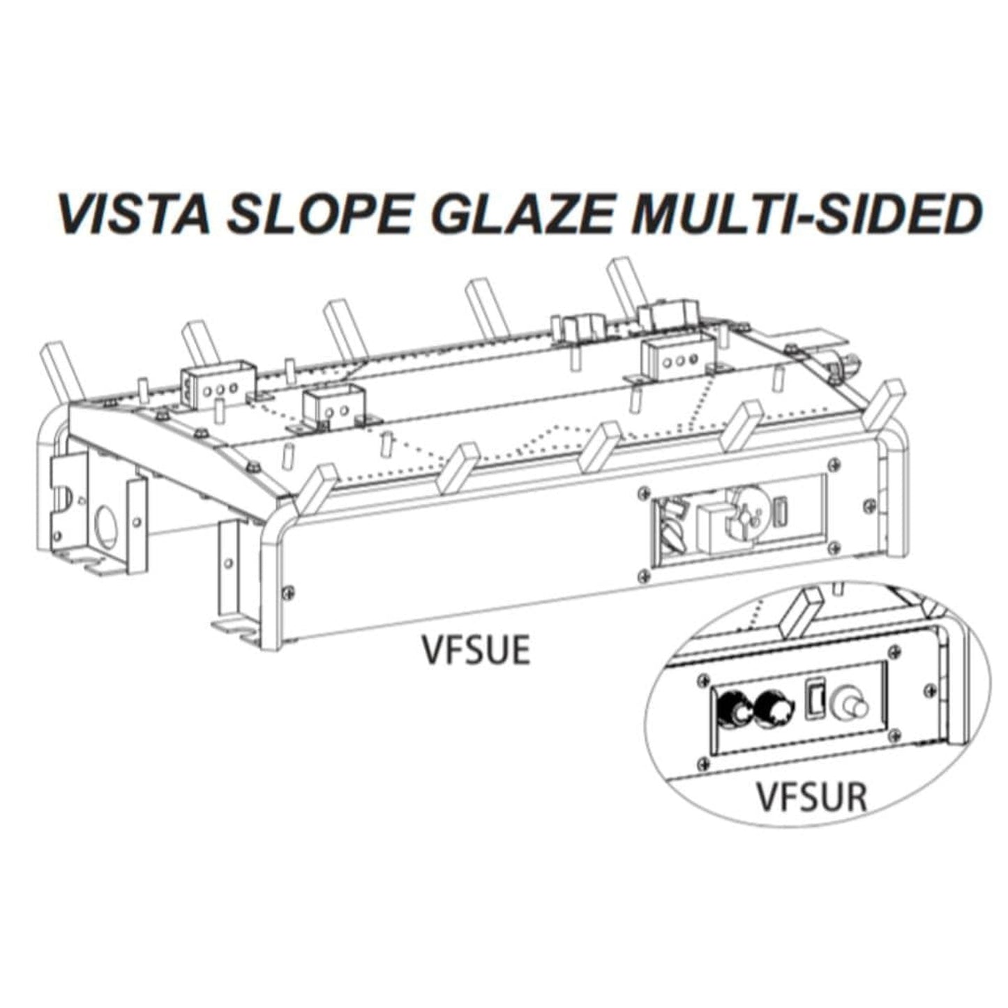 Empire 18" Millivolt Control With On/Off Switch, Natural Gas Multi Sided Slope Glaze Vent Free Vista Burner