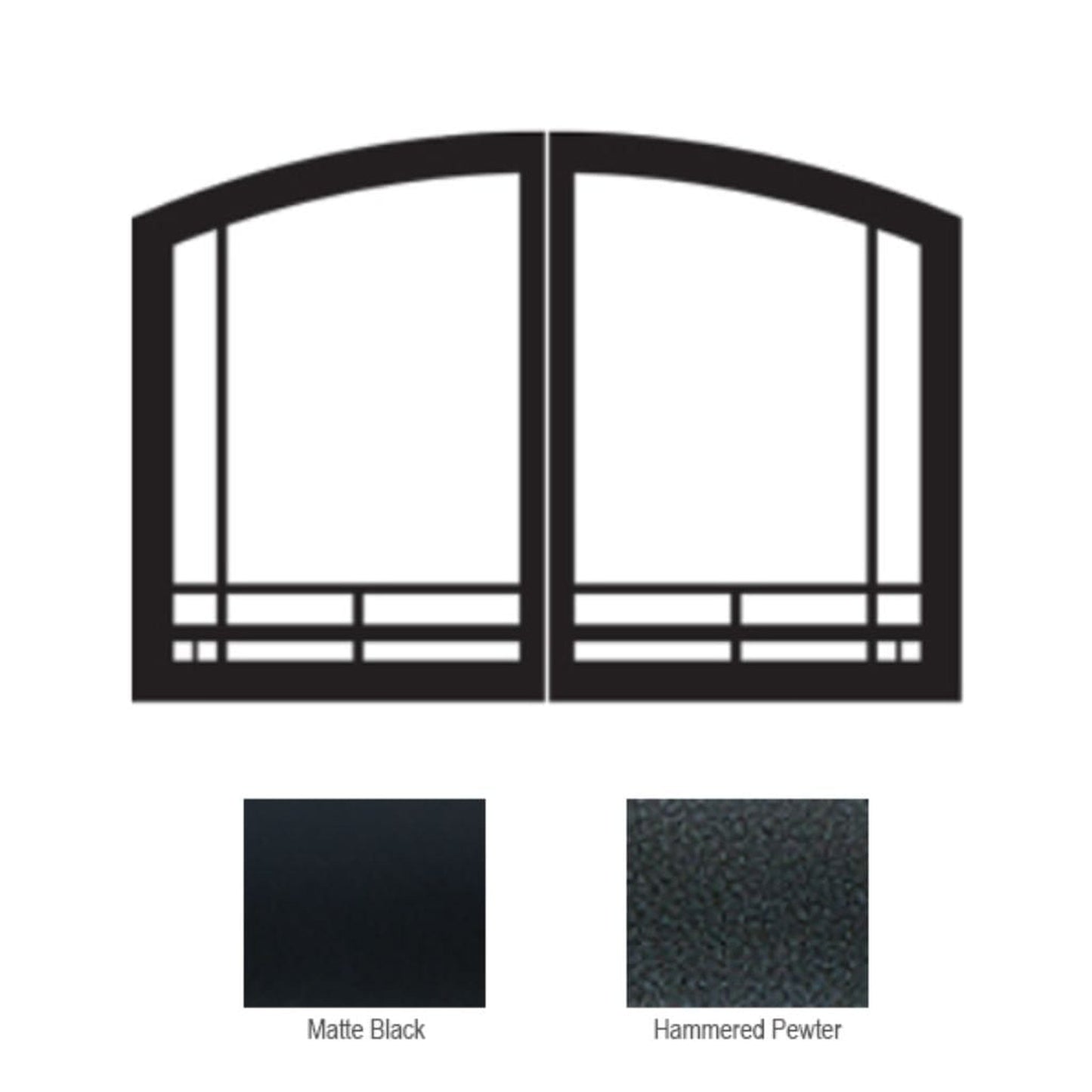Empire Black Mission Arch Door Set for 42" Fireplace and Firebox