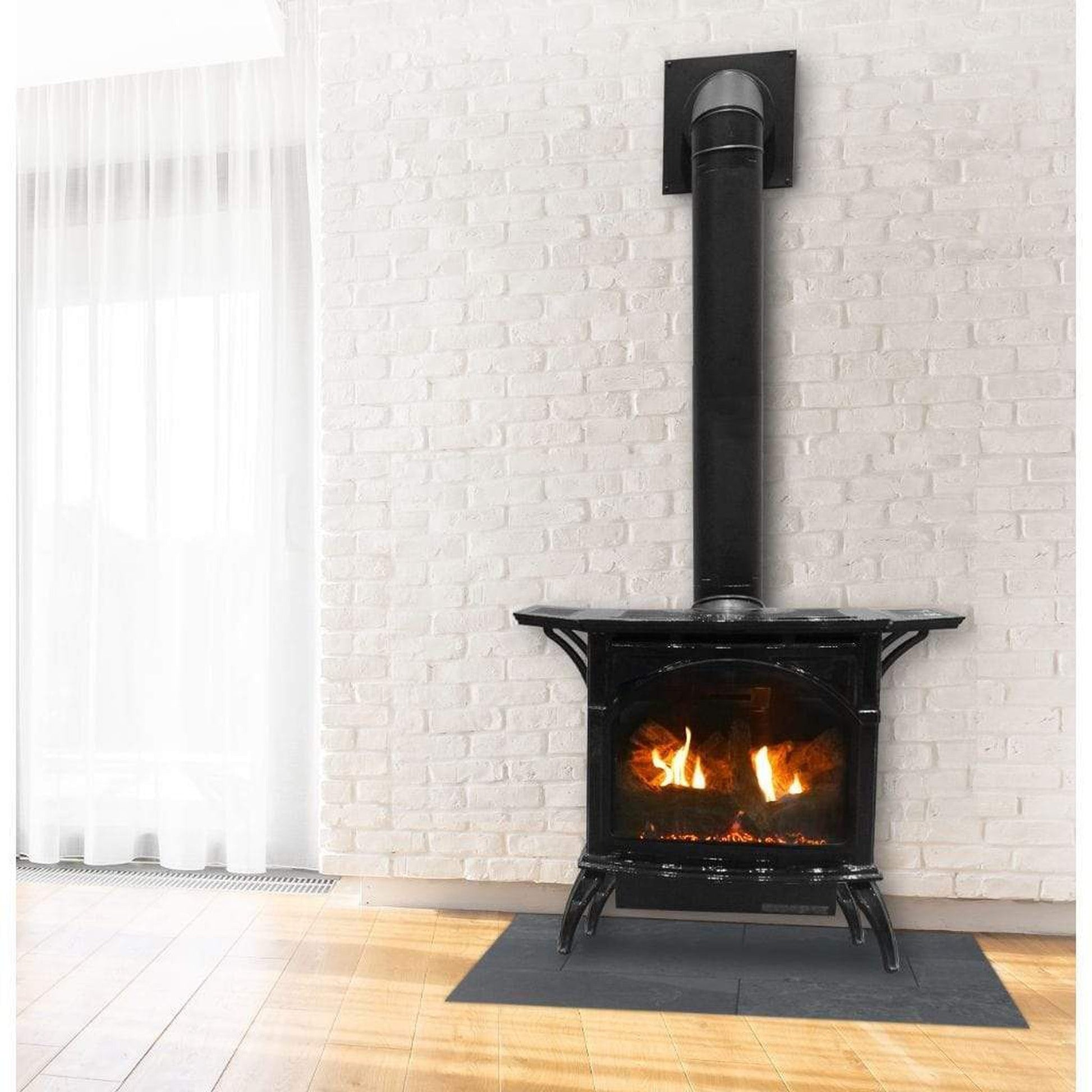 Empire Spirit 28" Porcelain Black Finish Millivolt Control With On/Off Switch, Natural Gas Direct Vent Cast Iron Medium Stove