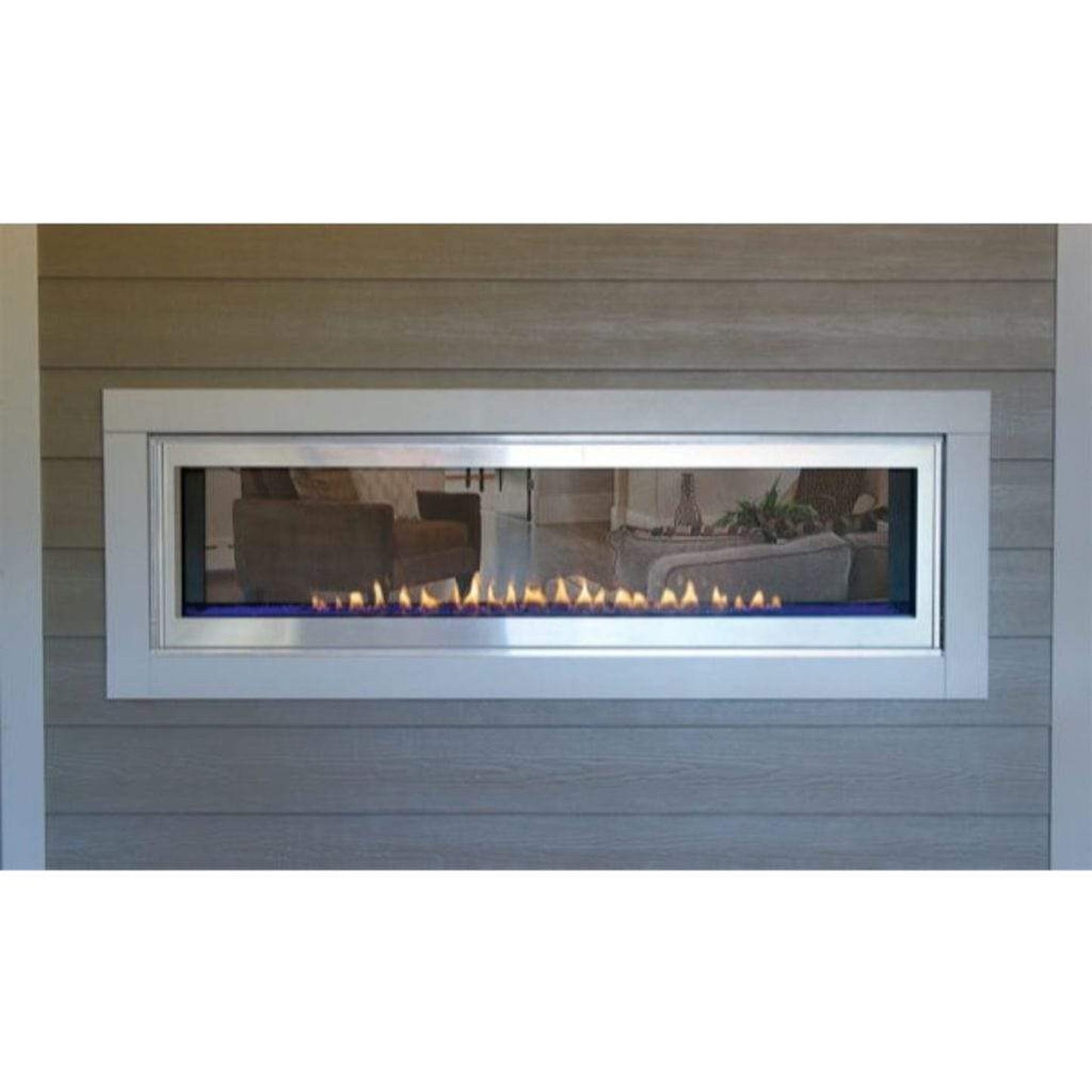 Empire Stainless Steel Exterior Wall Frame With Glass Window for 60" Boulevard Vent Free See Through Linear Fireplace