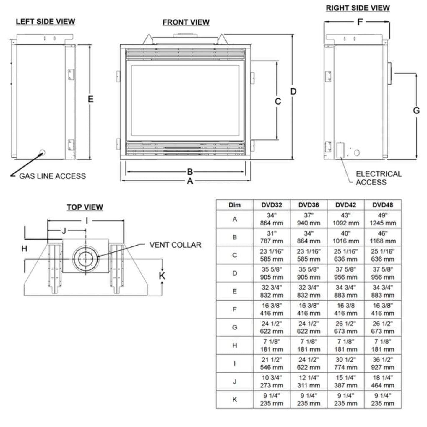 Empire Tahoe 48" Millivolt Control With On/Off Switch, Natural Gas Direct Vent Deluxe Fireplace