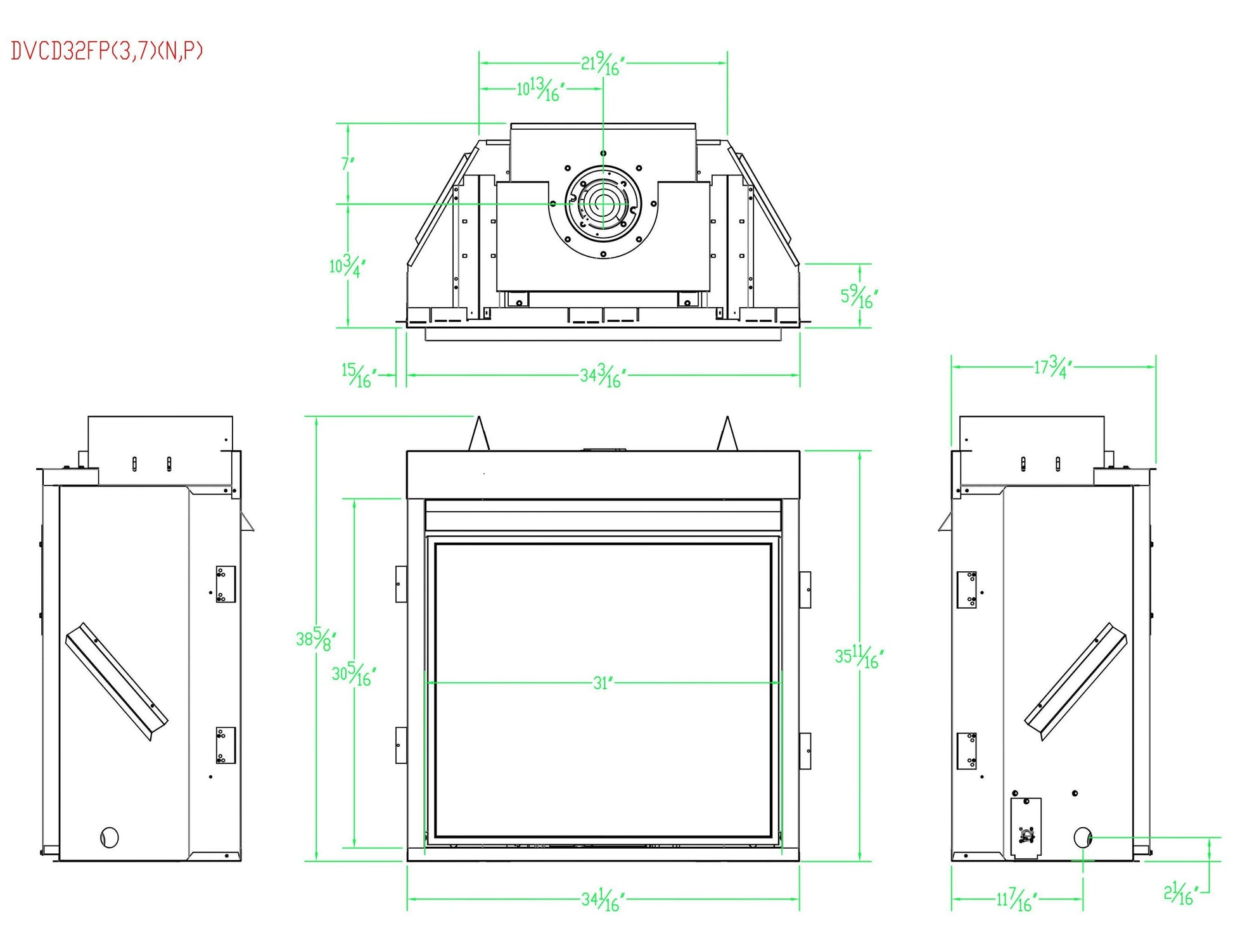 Empire Tahoe Clean Face 32" Millivolt Control With On/Off Switch, Natural Gas Direct Vent Deluxe Fireplace