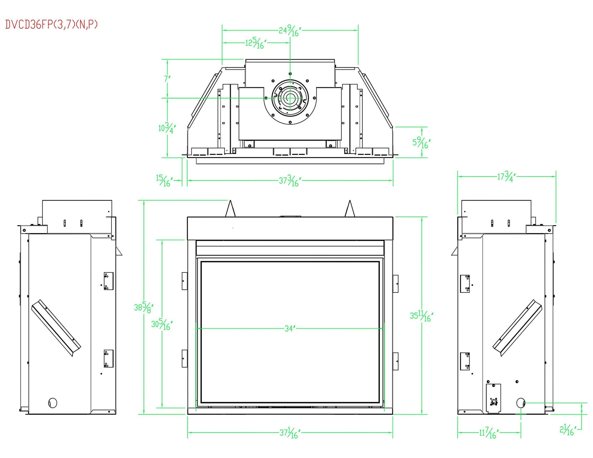 Empire Tahoe Clean Face 36" Millivolt Control With On/Off Switch, Natural Gas Direct Vent Deluxe Fireplace