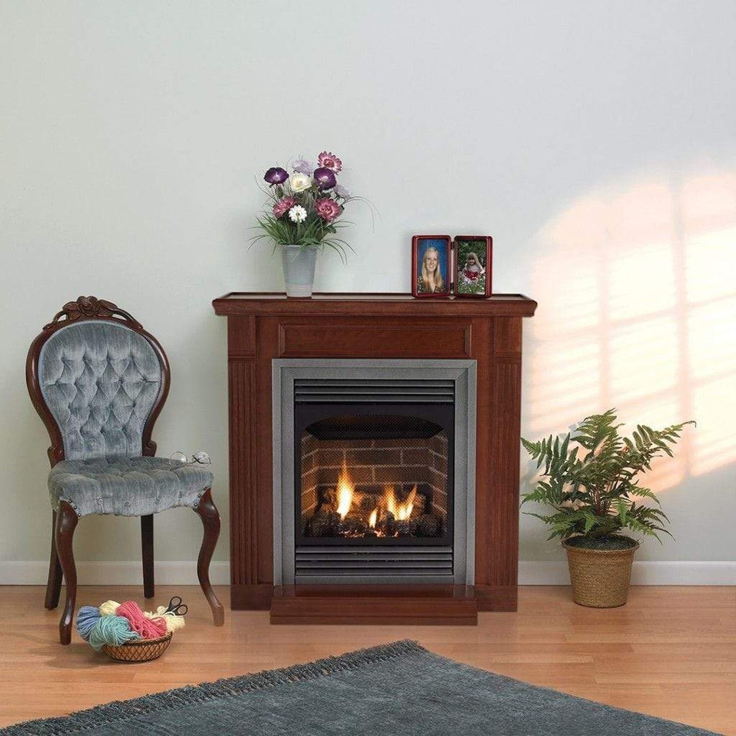 Empire Vail 24" 10,000 BTU Intermittent Pilot Control With On/Off Switch and Slope Glaze Burner, Natural Gas Vent Free Premium Fireplace