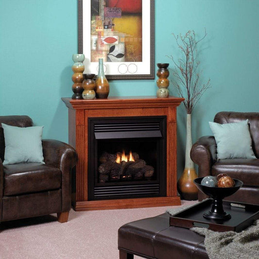 Empire Vail 26" Special Edition, Millivolt Control With Contour Burner and Cherry Mantel, Natural Gas Vent Free Deluxe Fireplace