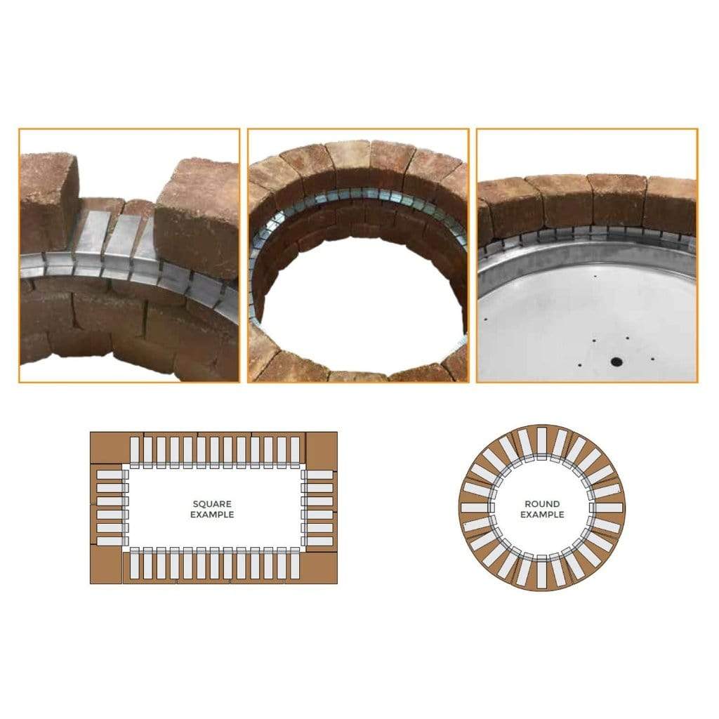 Firegear Flexframe 44" 2-Piece Standard Stainless Steel Paver Fire Pit Installation Collar