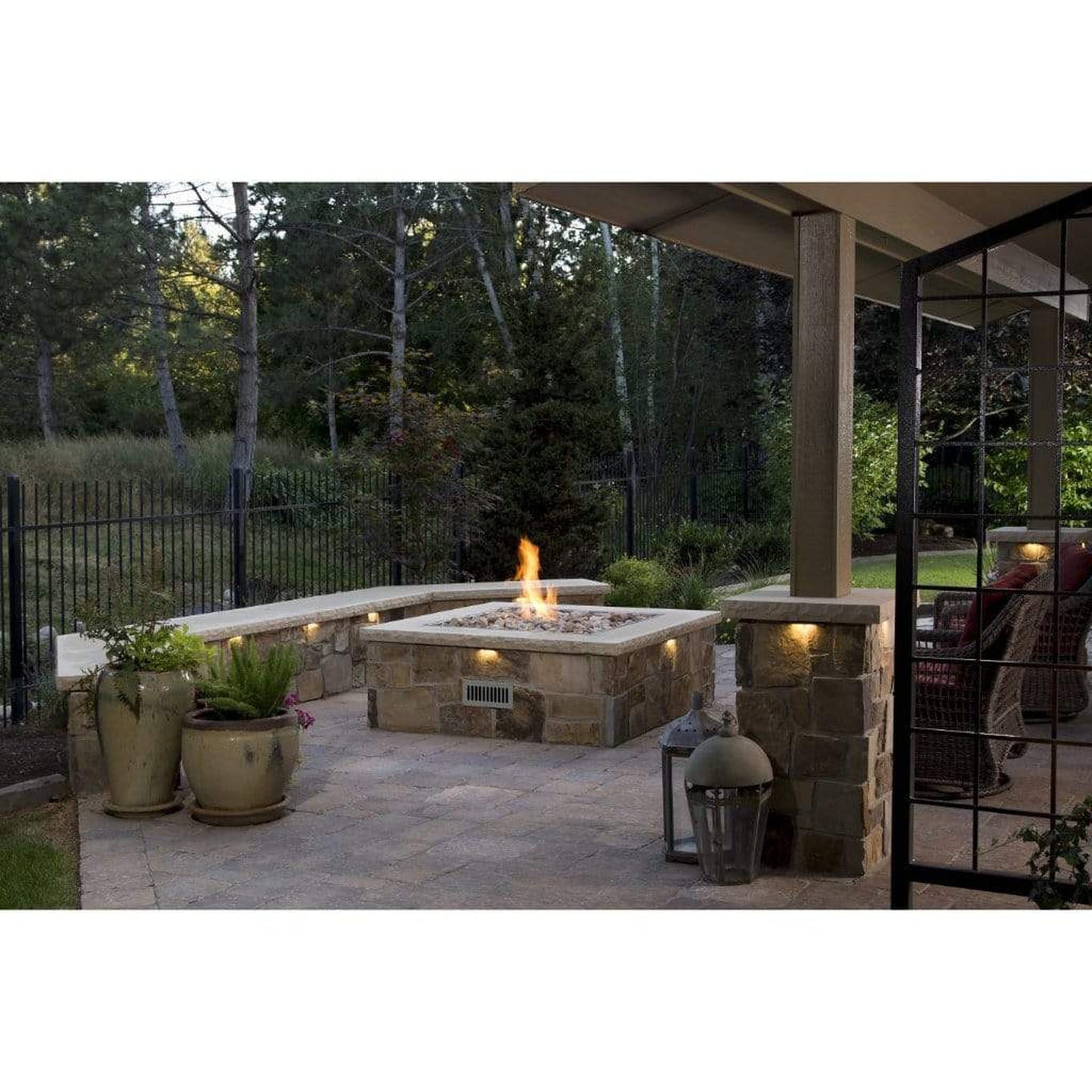 Firegear Stainless Steel Series SRW 40" Square Flat Pan Natural Gas Fire Pit Kit With Match Throw Ignition System