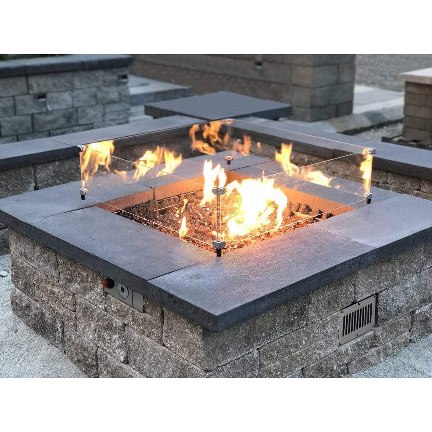 Firegear 42" Square Tempered Glass Windshield for 38" Drop-In Pan Gas Fire Pit