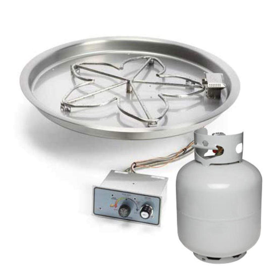 HPC 13" Round Bowl Pan Push Button Flame Sensing Ignition Fire Pit Insert with Small Tank