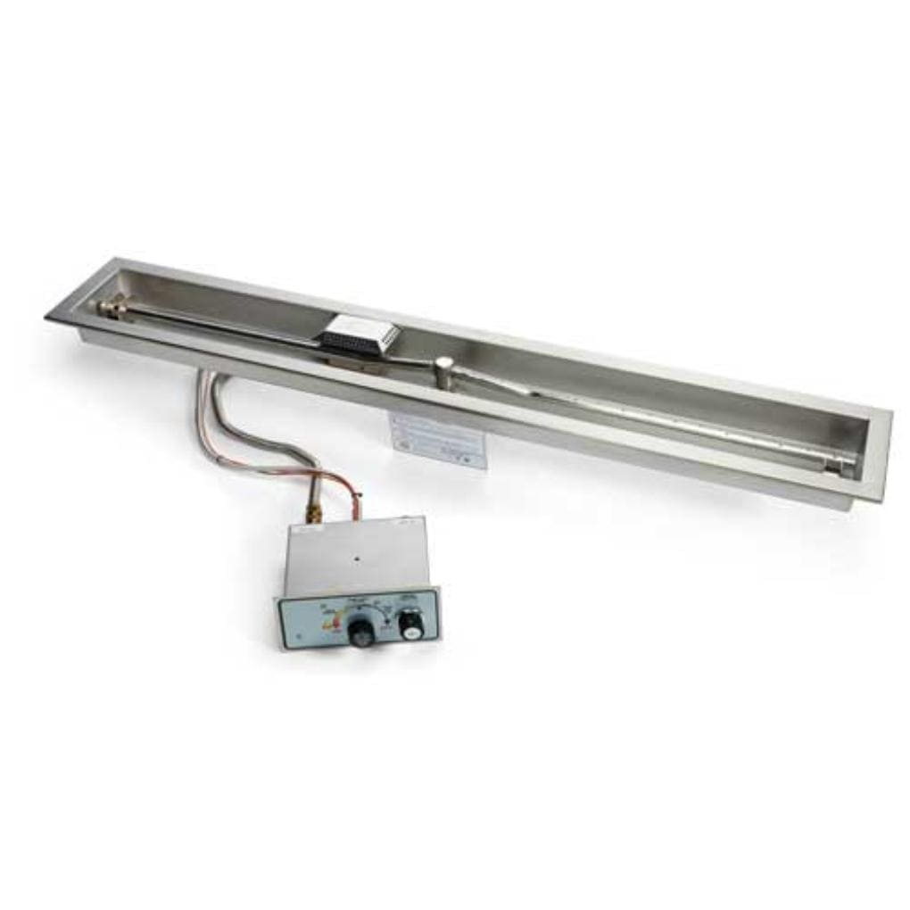 HPC 24" Linear Trough Natural Gas Standard Fire Pit Insert With Push Button Flame Sensing Ignition