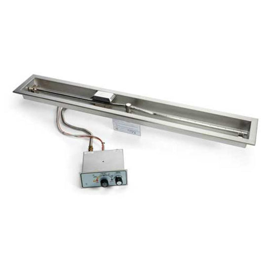 HPC 48" Linear Trough Push Button Flame Sensing Ignition Fire Pit Insert