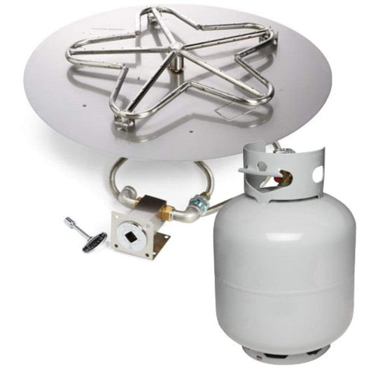 HPC 8" Round Flat Pan Match Lit Ignition Fire Pit Insert with Small Tank