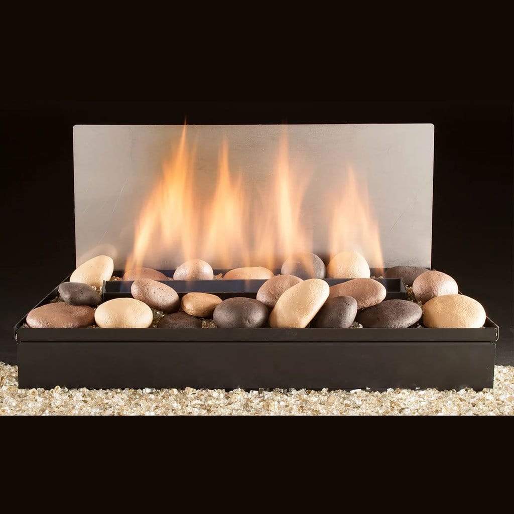 Hargrove 24" Element Series Vent-Free Natural Gas Burner System With Blazing River Stones and Millivolt Valve