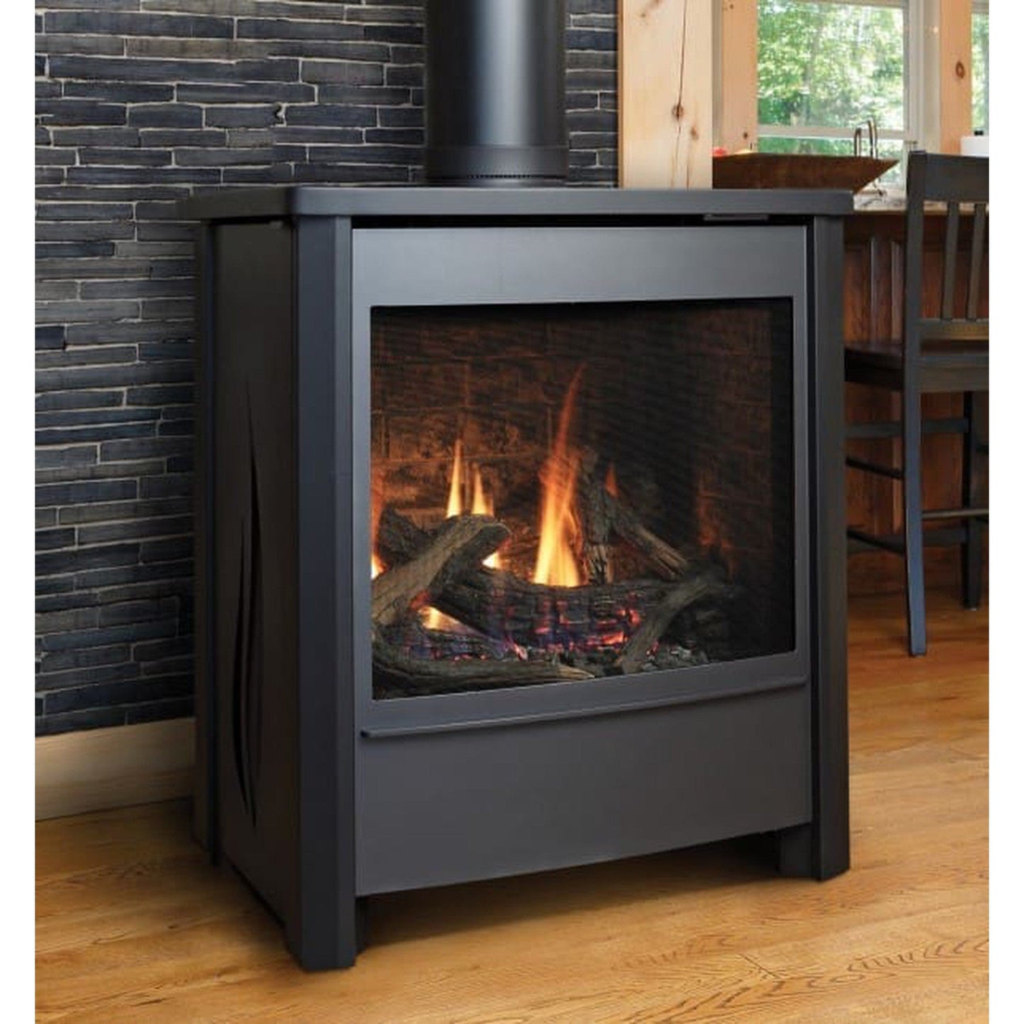 Kingsman Side Doors Black Frame With Charcoal Solid Panel for FDV451 Direct Vent Stove