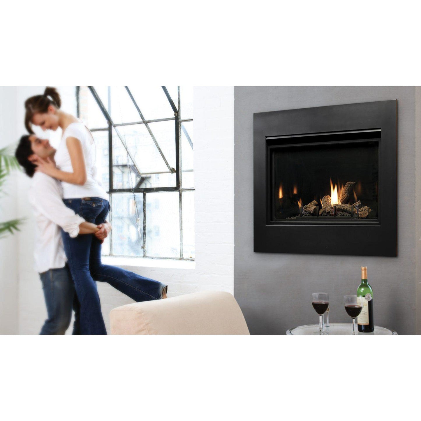 Kingsman ZCV3622 36" Zero Clearance Millivolt Control, Natural Gas Direct Vent Fireplace