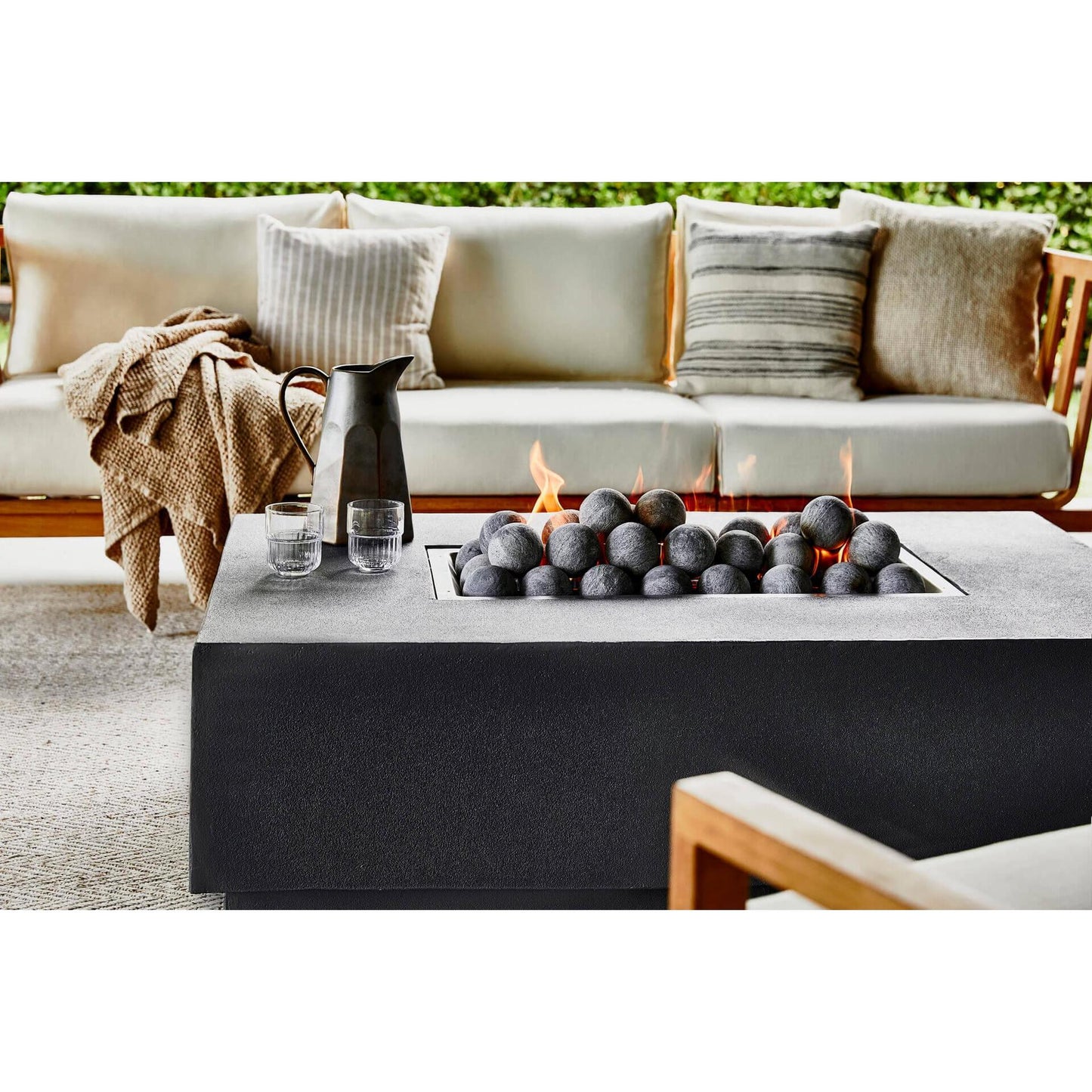Live Outer 34" x 52" Propane Gas Fire Pit Table With Ceramic Balls