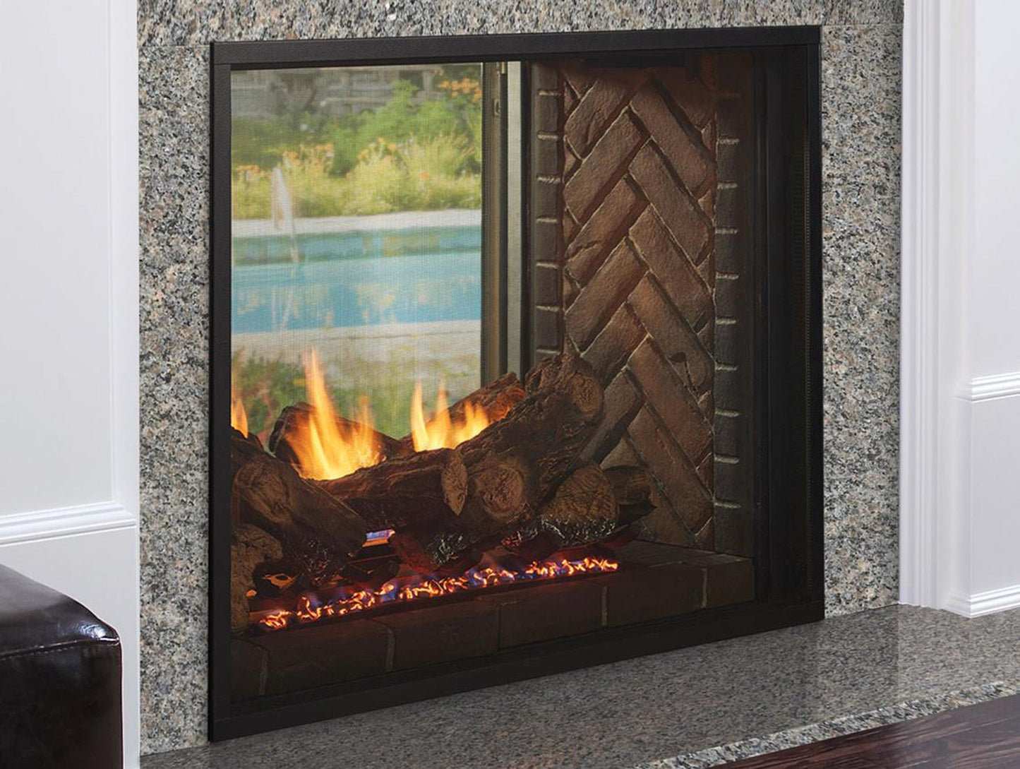 Majestic Fortress 36" Traditional Indoor/Outdoor See-Through Direct Vent Natural Gas Fireplace With IntelliFire Touch Ignition System
