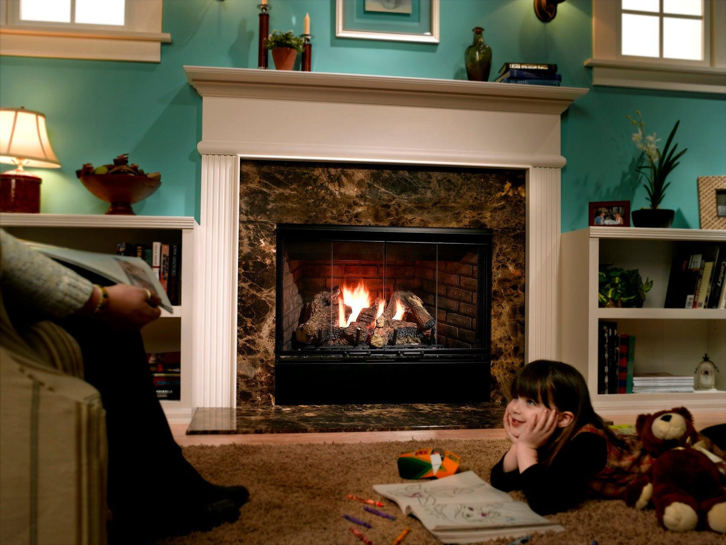 Majestic Reveal 42" Traditional Open Hearth B-Vent Natural Gas Fireplace With IntelliFire Ignition System and Traditional Refractory