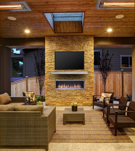 Majestic Lanai 60" Linear Contemporary Outdoor Vent Free Natural Gas Fireplace With IntelliFire Ignition System