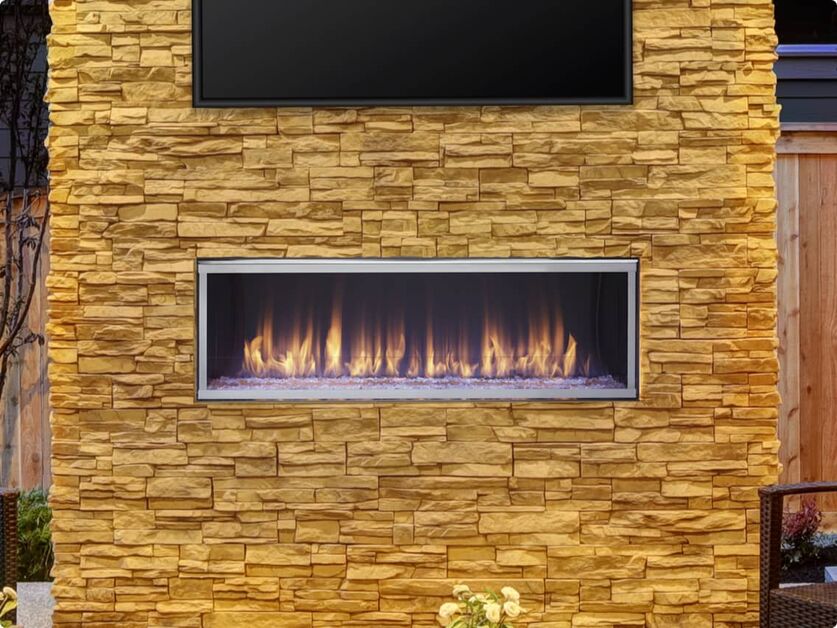 Majestic Lanai 60" Linear Contemporary Outdoor Vent Free Natural Gas Fireplace With IntelliFire Ignition System