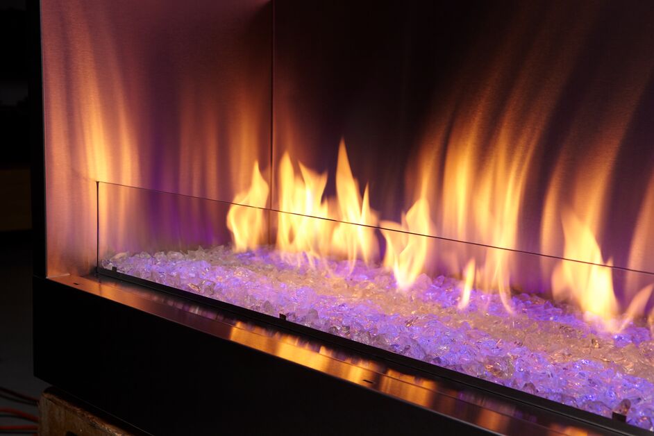 Majestic Lanai 60" Linear Contemporary Outdoor Vent Free Natural Gas Fireplace With IntelliFire Ignition System