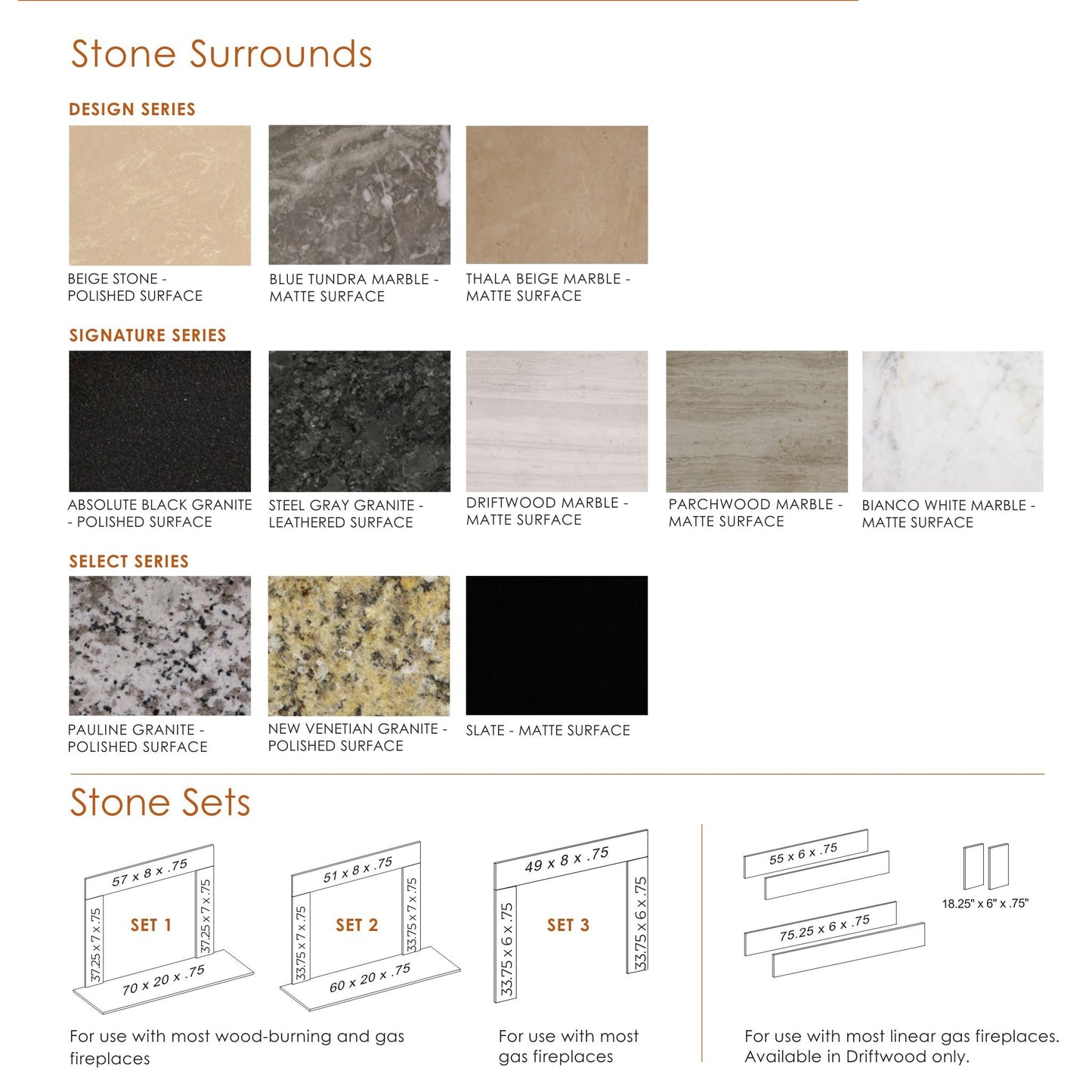 Majestic Design Series Set 3 49" Single-Pack Beige Stone Surround