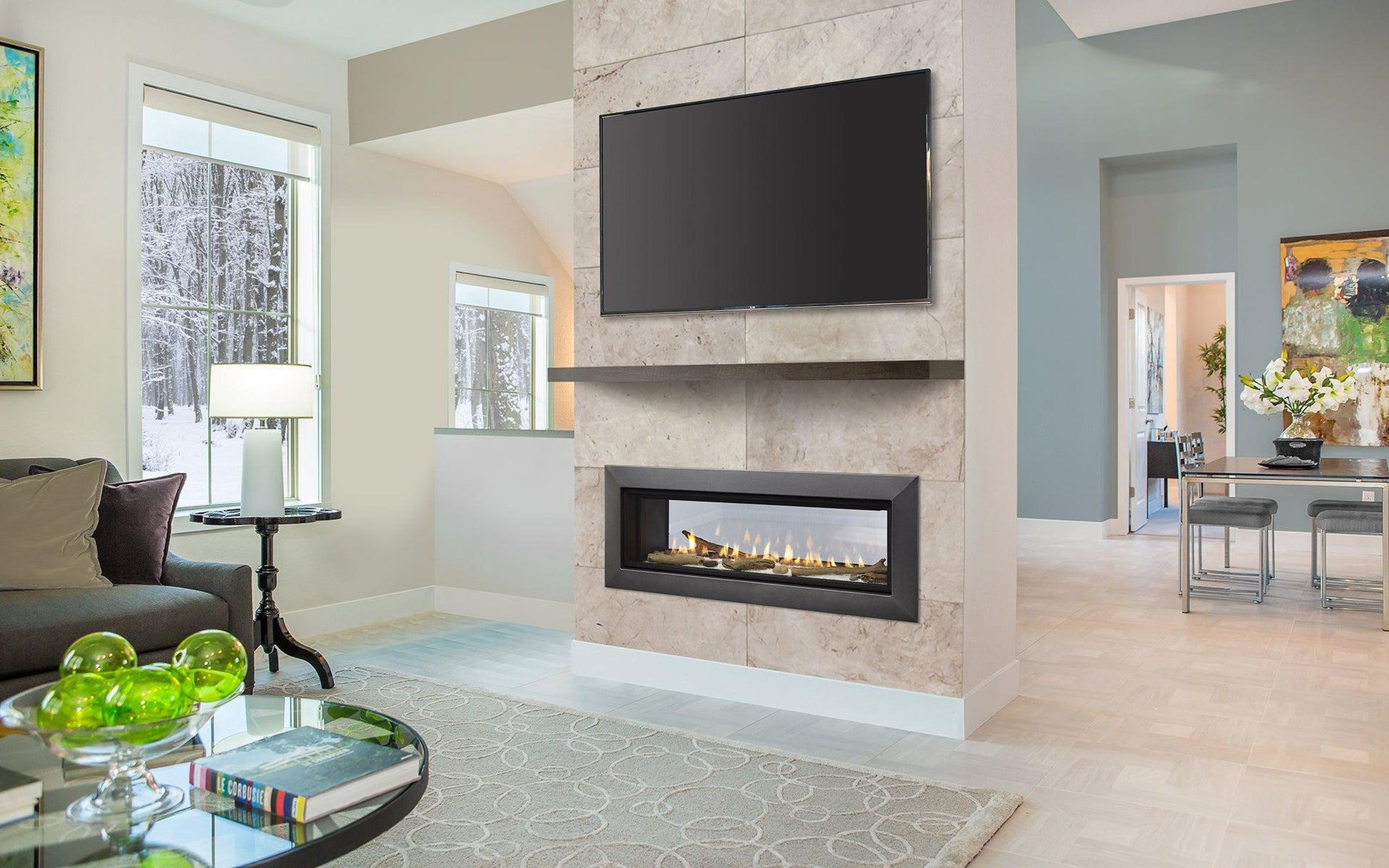 Majestic Echelon II See-Through 36" Linear Contemporary Direct Vent Natural Gas Fireplace With IntelliFire Touch Ignition System