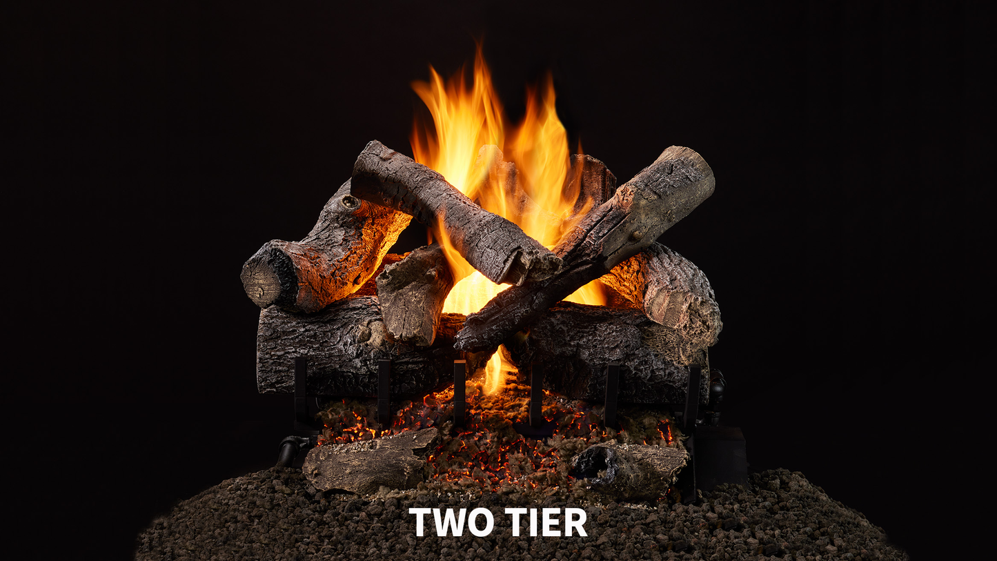 Majestic Grand Oak 24" 11-Piece 2-Tier Vented Gas Log Set