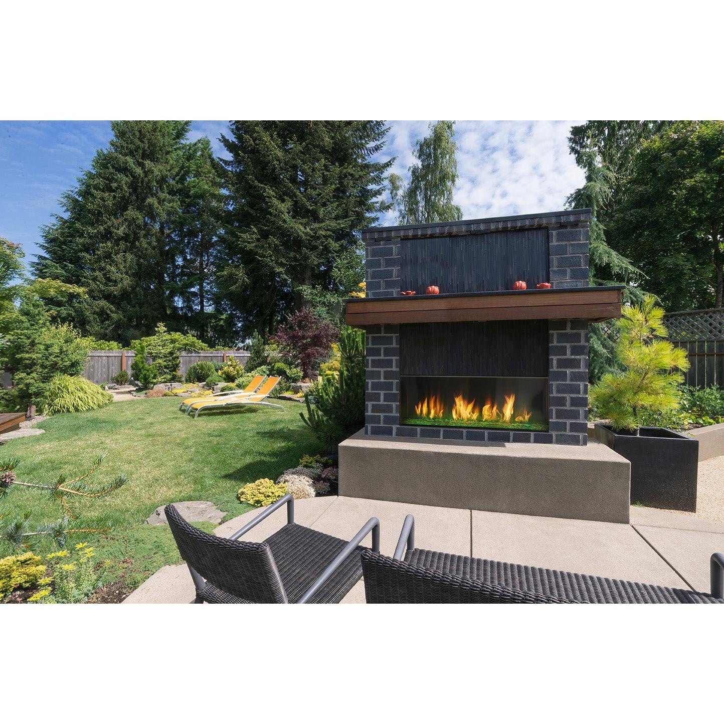 Majestic Lanai 48" Linear Contemporary Outdoor Vent Free Natural Gas Fireplace With IntelliFire Ignition System
