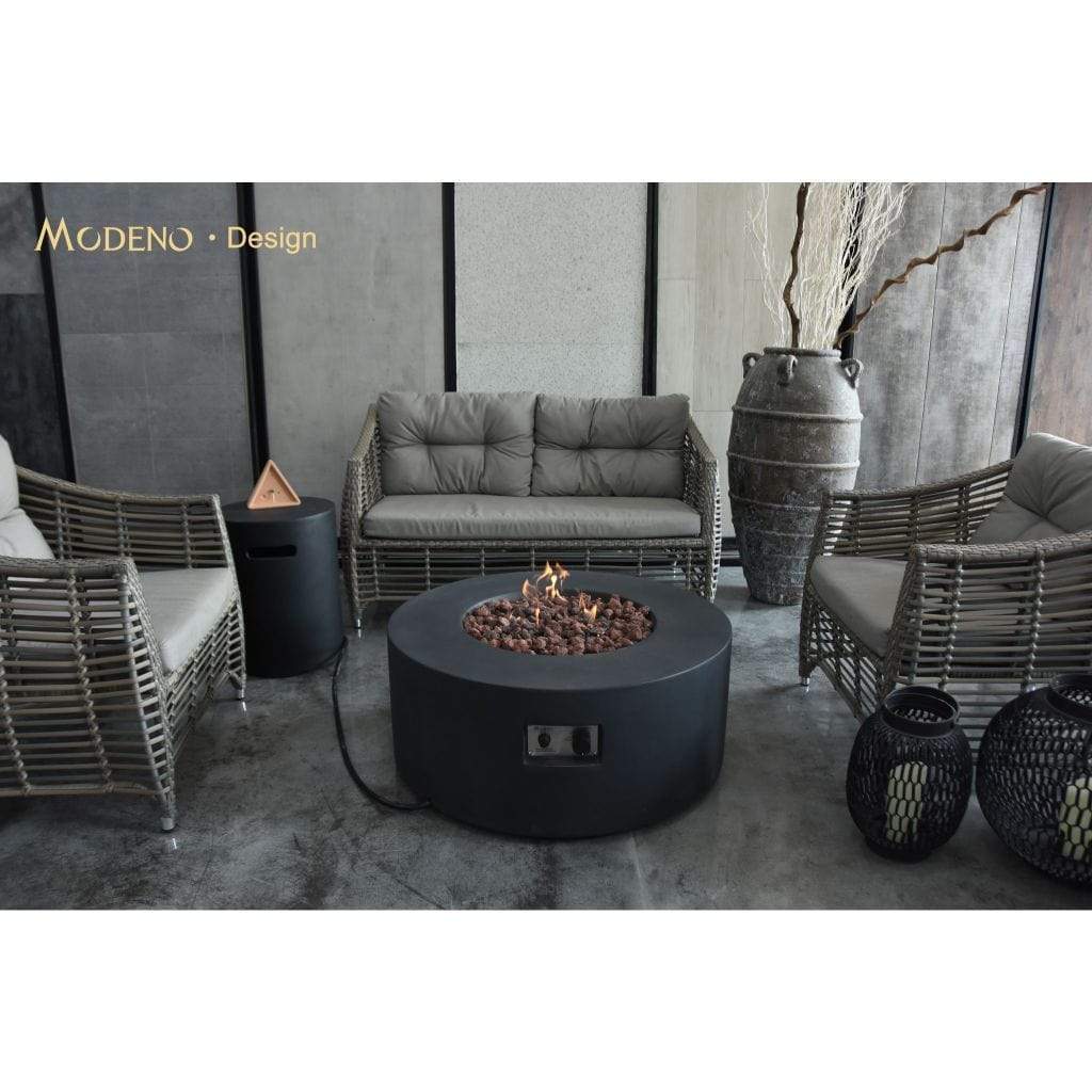 Modeno Venice 34" Black Round Concrete Liquid Propane Fire Table
