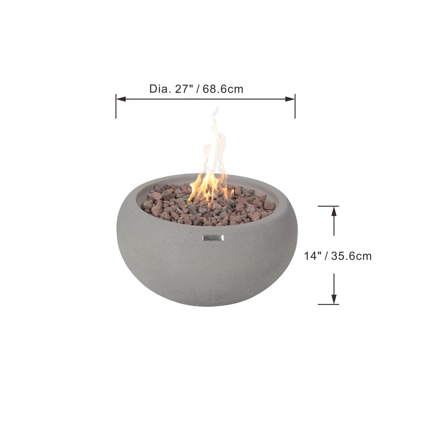 Modeno Newbridge 26" Gray Natural Gas Fire Bowl