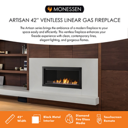 Monessen Artisan 42" Vent Free Natural Gas Linear Fireplace With IPI Plus Electronic Ignition
