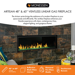 Monessen Artisan 60" Vent Free Natural Gas Linear Fireplace With IPI Plus Electronic Ignition