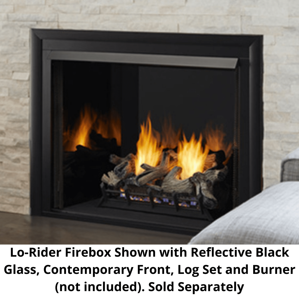 Monessen Lo-Rider 36" Clean Face Vent Free Gas Firebox With Cement Gray Stacked Traditional Interior Panels