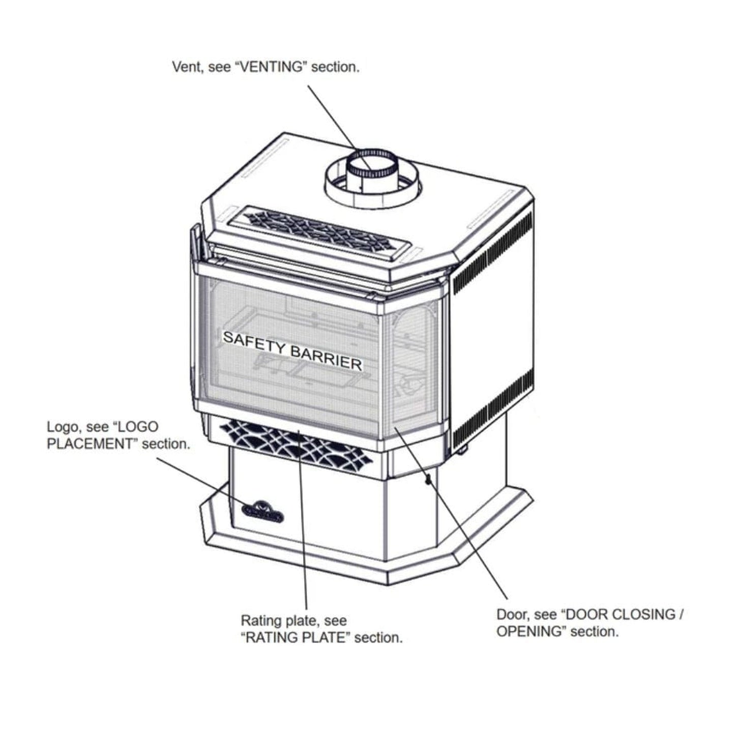 Napoleon Haliburton 23" Black Direct Vent Gas Stove With Electronic Ignition