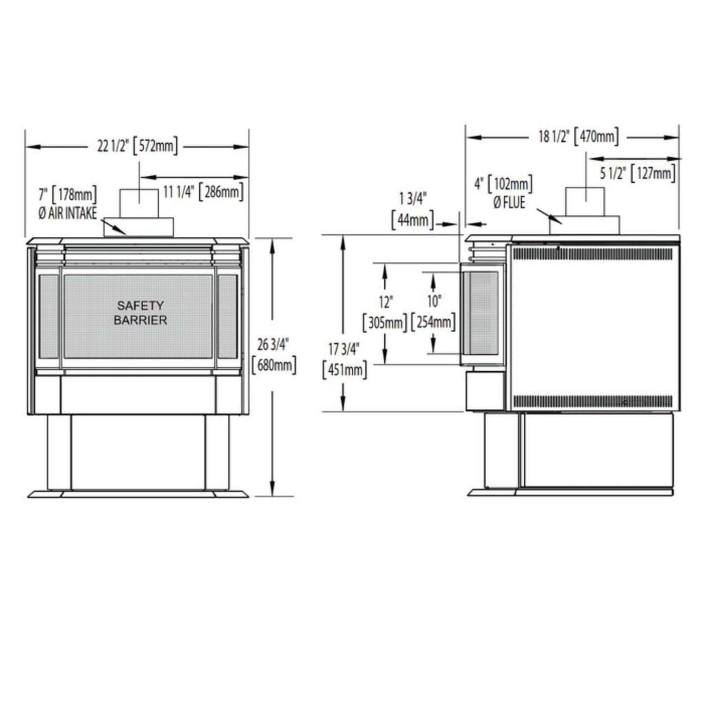Napoleon Haliburton 23" Black Direct Vent Gas Stove With Millivolt Ignition