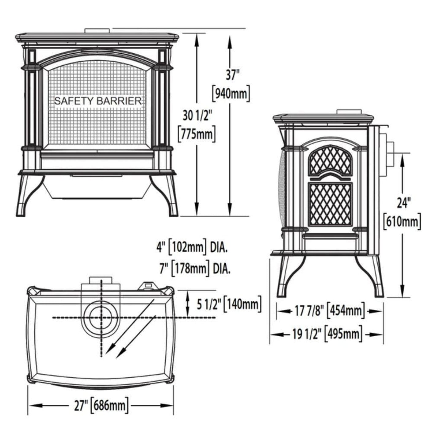 Napoleon Knightsbridge 27" Majolica Brown Direct Vent Cast Iron Gas Stove