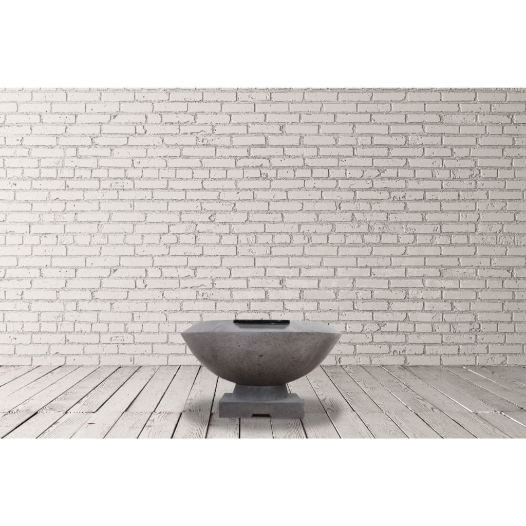 Prism Hardscapes Toscano 33" Ultra White Round Glass Fiber Reinforced Cement Liquid Propane Fire Pit & Water Bowl
