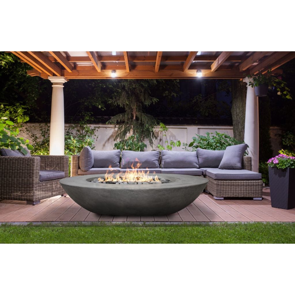 Prism Hardscapes Ovale 79" Ultra White Glass Fiber Reinforced Cement Liquid Propane Fire Pit Bowl