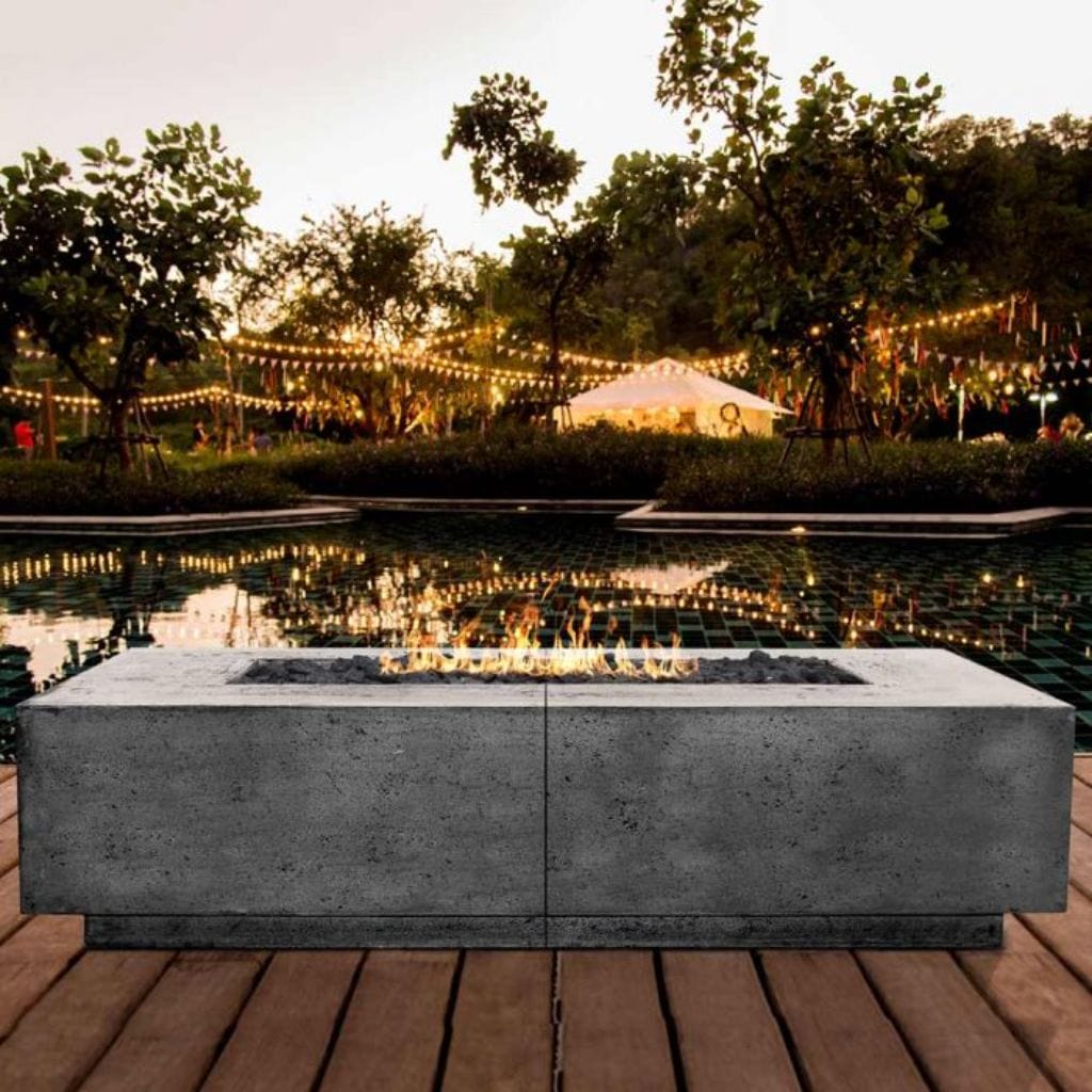 Prism Hardscapes Largo 96" Ultra White Square Liquid Propane Concrete Fire Pit Table