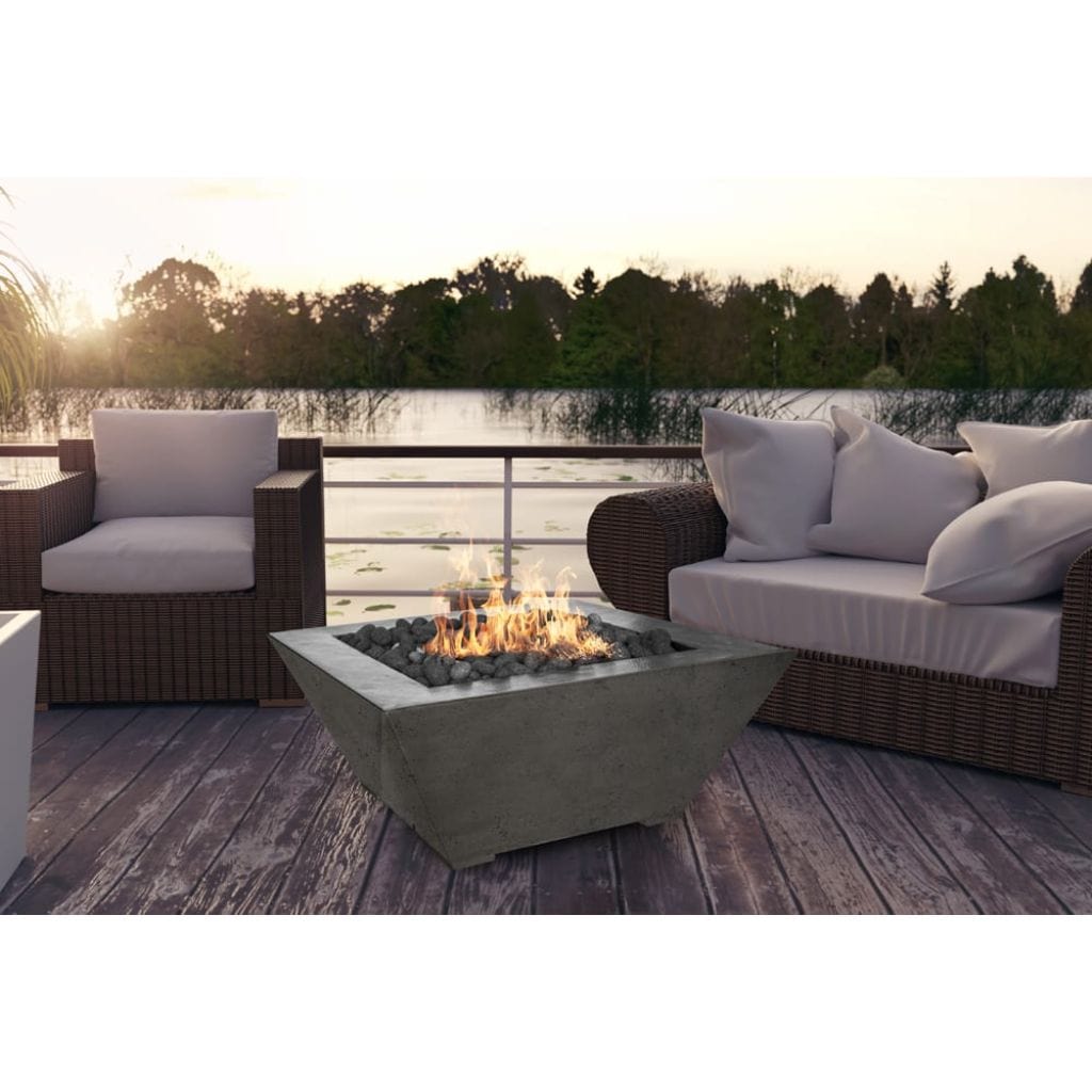 Prism Hardscapes Lombard 42" Cafe Square Concrete Propane Gas Fire Pit Table