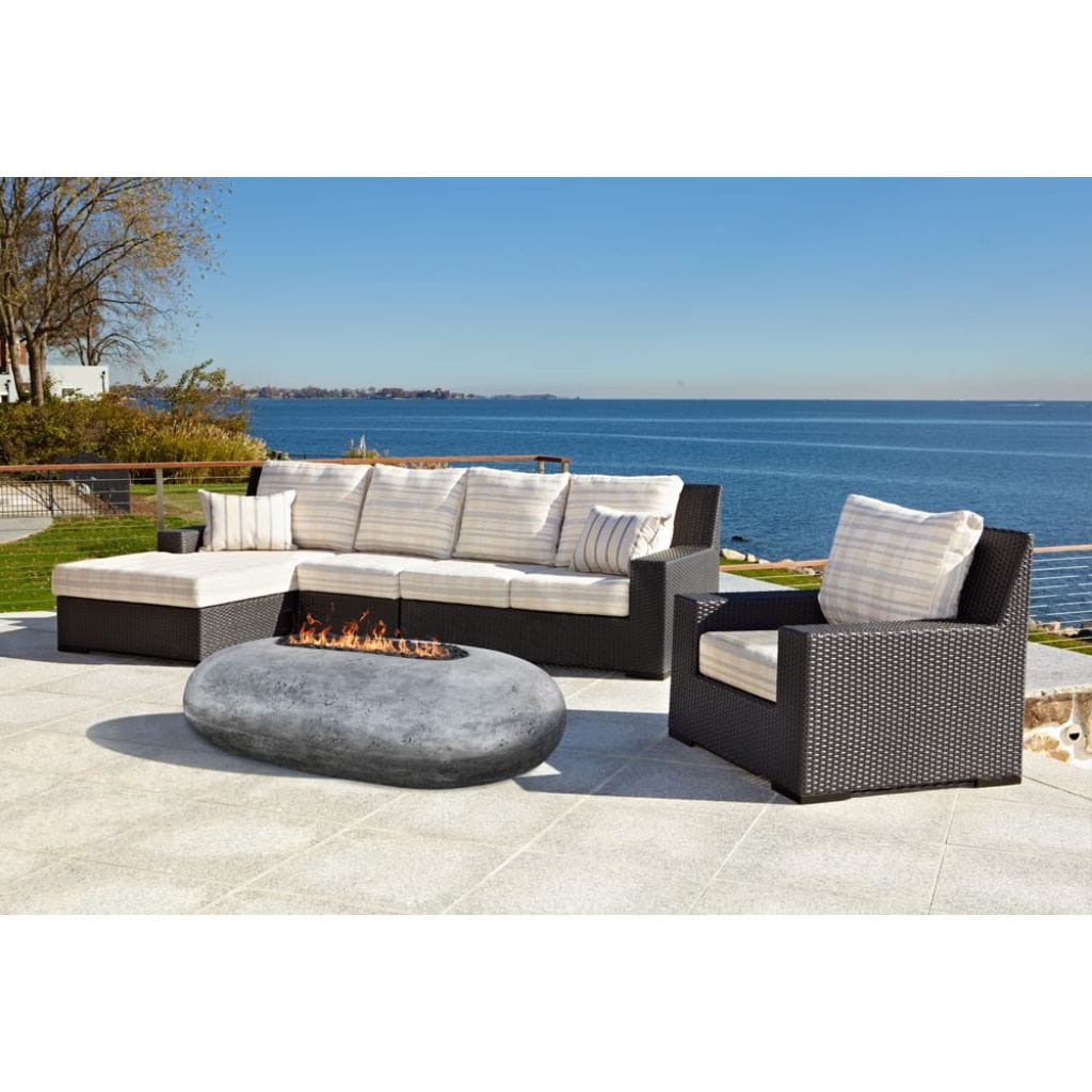 Prism Hardscapes Pebble 56" Cafe Oval Concrete Natural Gas Fire Pit Table